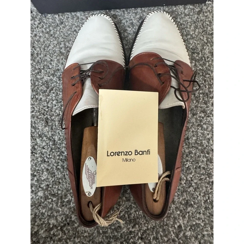 Lorenzo Banfi Made In Italy 2 Toned Leather Lace Up Loafer 11M W/ Box And Shaper